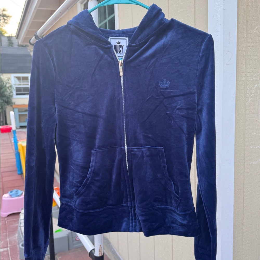 New without tag Juicy Couture Blue Velour Zip-Up Jacket